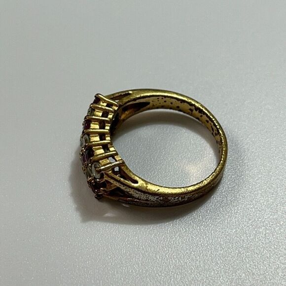 Vintage Estate Ruby Ring Size 7.5 18K Gold Plated Signed GRK Flaws - Picture 7 of 16